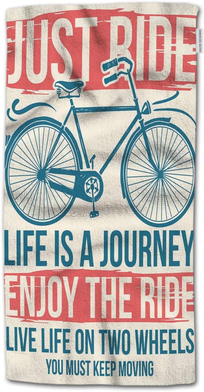 HGOD DESIGNS Bath Towel Bicycle,Fashion Bicycle Slogan Quote Design Bath Towel Throw Blanket Beach Towel 64" Lx32 W
