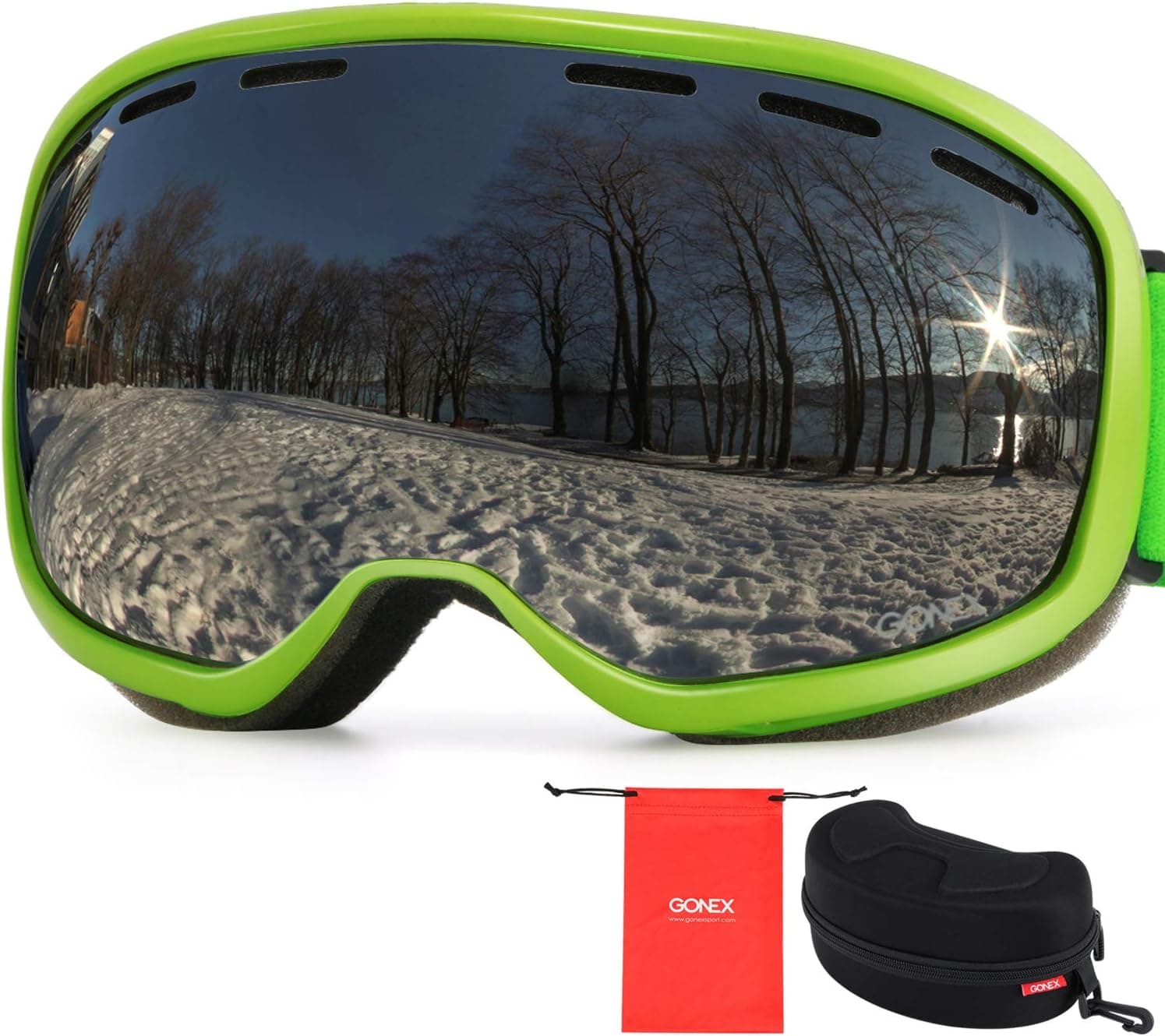 Gonex Ski Goggles, Anti Fog 100% UV Protection Snow Snowboard Goggles for Youth & Adults with Goggle Case Large Size
