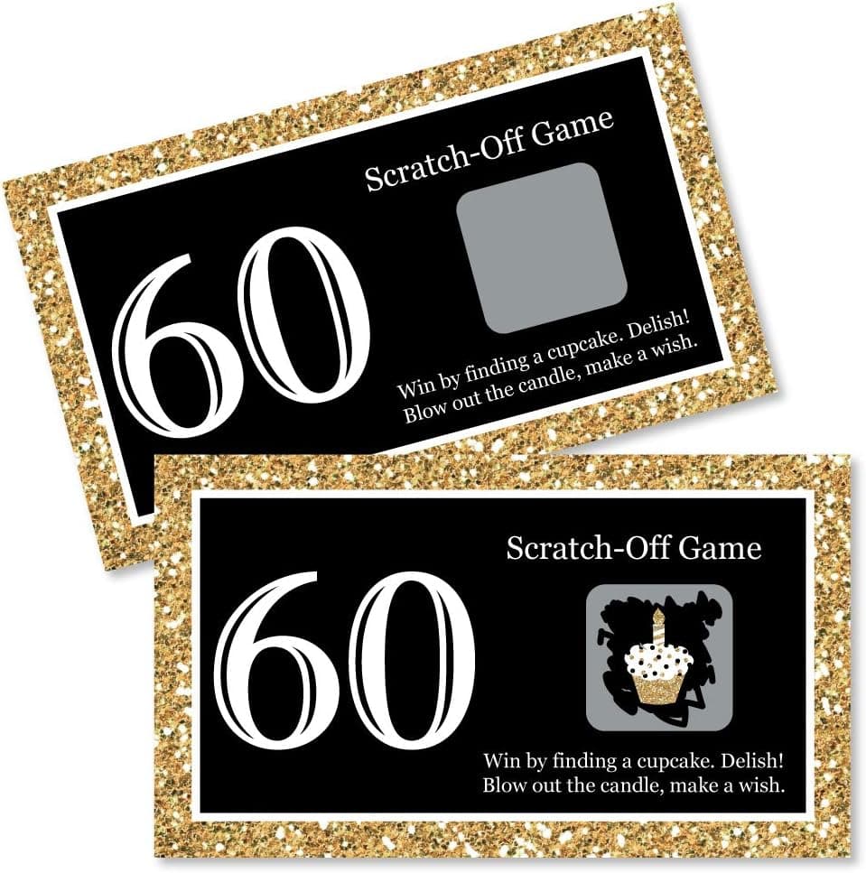 Big Dot of Happiness Adult 60th Birthday - Gold - Birthday Party Game Scratch Off Cards - 22 Count
