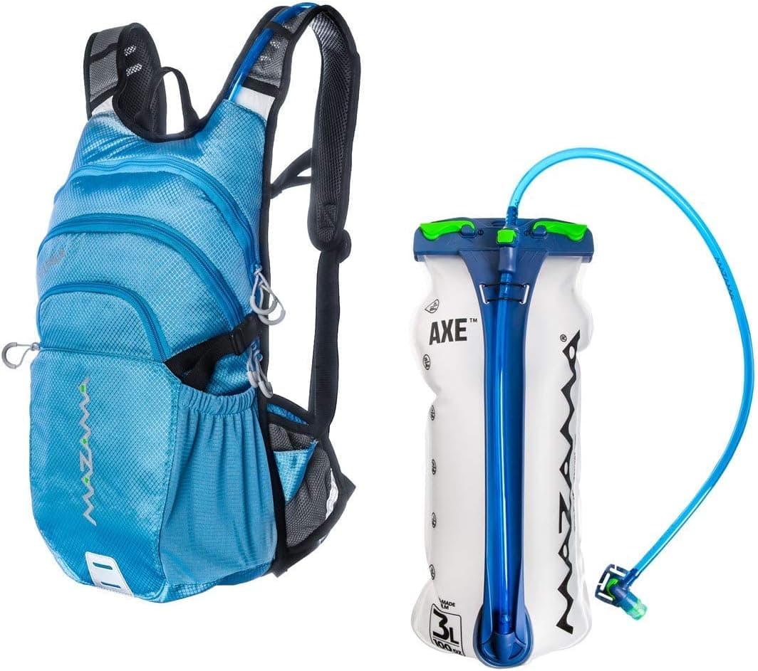 Mazama Kapka Insulated Hydration Backpack with 3 Liter BPA Free and Taste Free USA Made Film Axe Bladder (Blue)