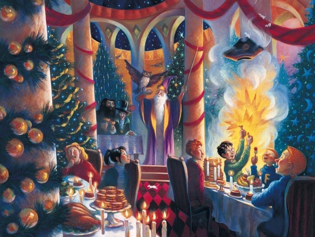 New York Puzzle Company - Harry Potter Christmas at Hogwarts 500-500 Piece Jigsaw Puzzle