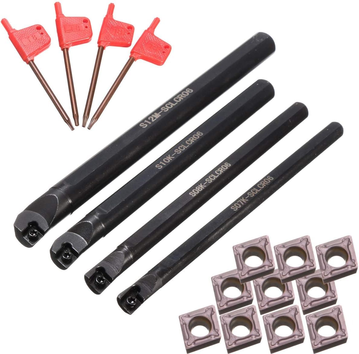 Essenc 4 Set Of 7/8/10/12Mm Sclcr Lathe Boring Bar Tool Holder+10Pcs Ccmt 0602 Inserts