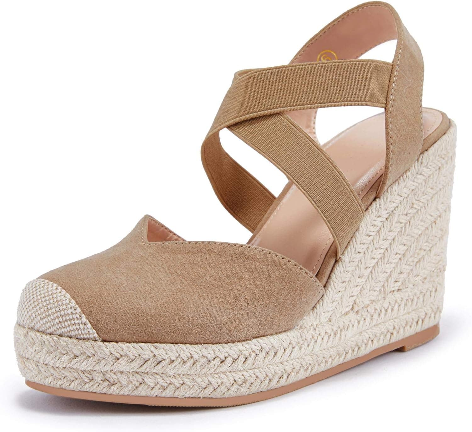 Womens Wedge Espadrille Sandals Platform Criss Cross Elastic Strap Slingback Summer Cap Toe Shoes