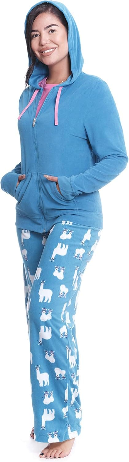 JASMINE ROSE Women's Sleepwear Three-Piece Pajama Set, Hooded Pajama Top and Pants, Soft Comfortable PJ Set for Women