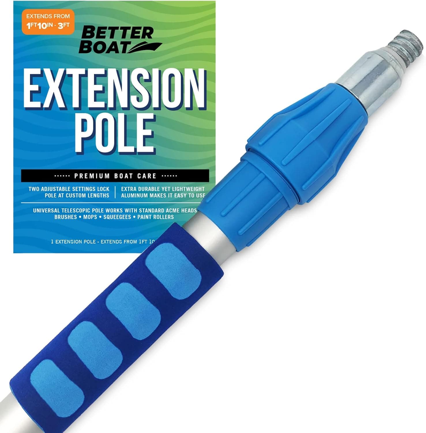 Extension Pole Telescoping Pole Extension Rod Extendable Pole Telescopic Deck Brush Boat Hook Painters Pole 3/4" Universal End Painting Paint Roller Mop Handle Twist Lock Long Stick Extender 1.8-3FT