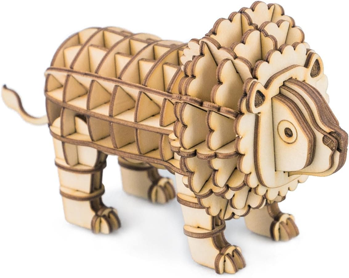 Rolife 3D Wooden Puzzle-DIY Tiny Animal Model Kit-Assembly Jigsaw Puzzle-Home Deco-Birthday Day Gift for Boys/Girls Lion