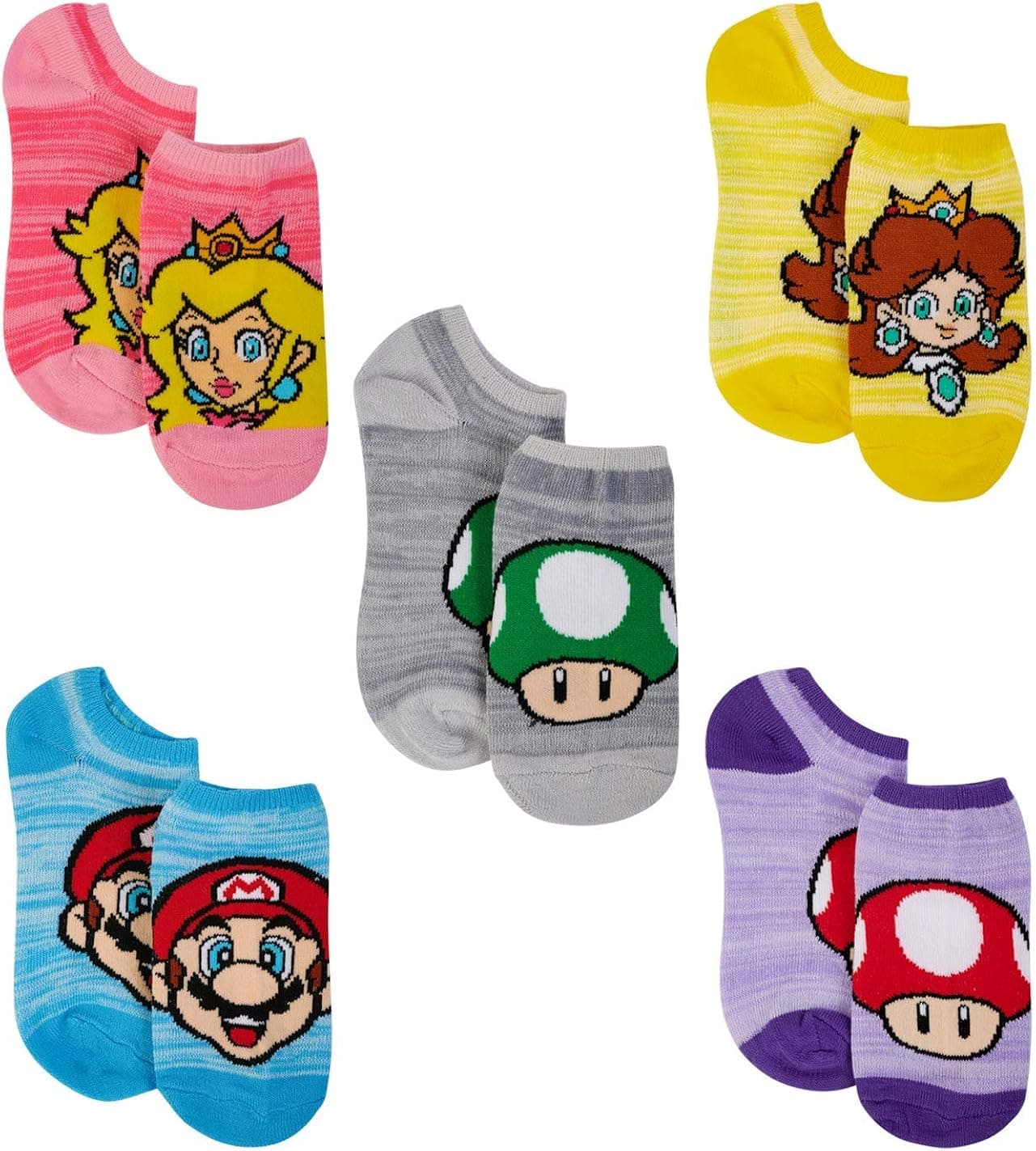 Nintendo Super Mario Bros.Crew 5 Pk No Show Socks
