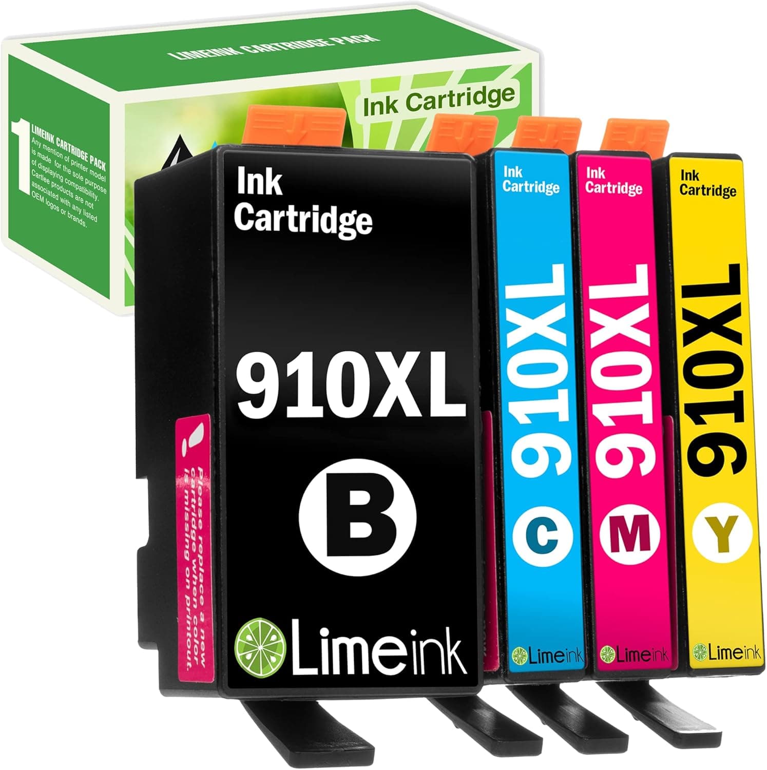 Limeink Remanufactured Ink Cartridges Replacement for HP 910 Ink Cartridges for HP Printers for HP 910xl Ink Cartridges Combo Pack 910 xl Ink Cartridges for HP Officejet Pro 8025 Black and Color - 4pk