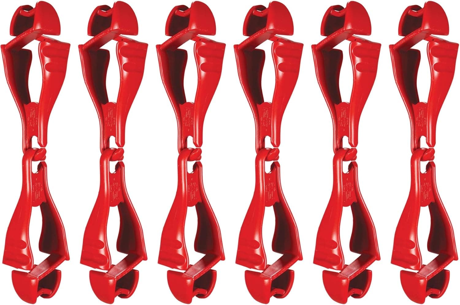 Ergodyne Squids 3400 Glove Clip Holder with Dual Clips, 6-Pack, Red