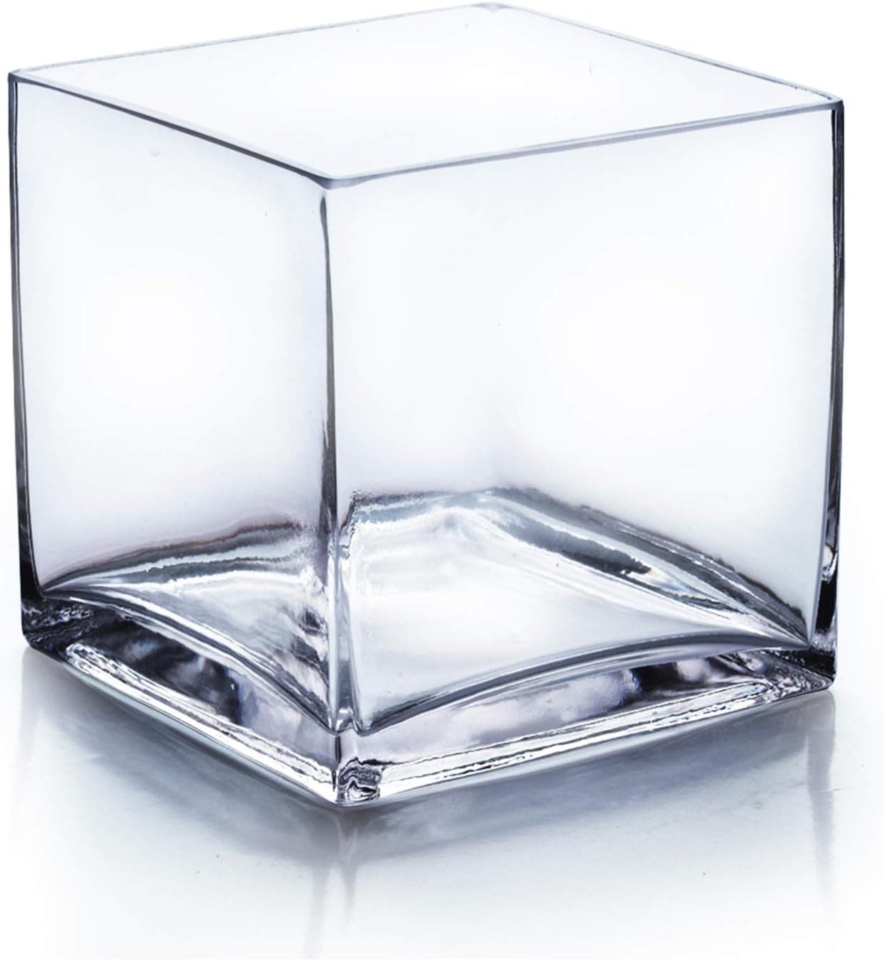 WGV Cube Glass Vase, Candle Holder, 6"x6"x6", [Bulk Qty and Size Options] Clear Elegant Floral Accent Container Planter Terrarium for Wedding Party Event Home Decor, 1 Piece