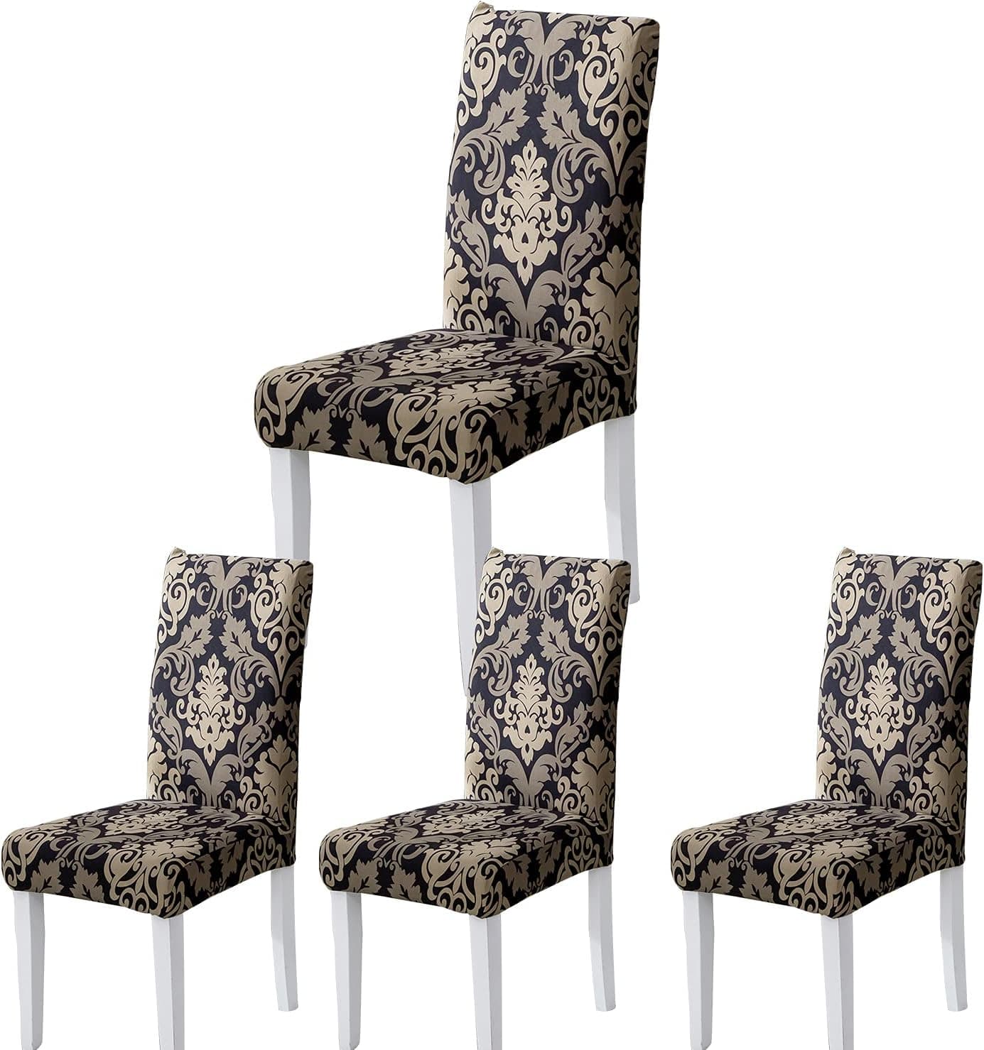 ARNTY Dining Chair Covers 6 Pack/4 Pack, Stretch Dining Chair Seat Covers,Kitchen Chair Covers for Dining Chair Slipcover Seat Covers for Dining Chairs (Black-Classic, 4 Pack)