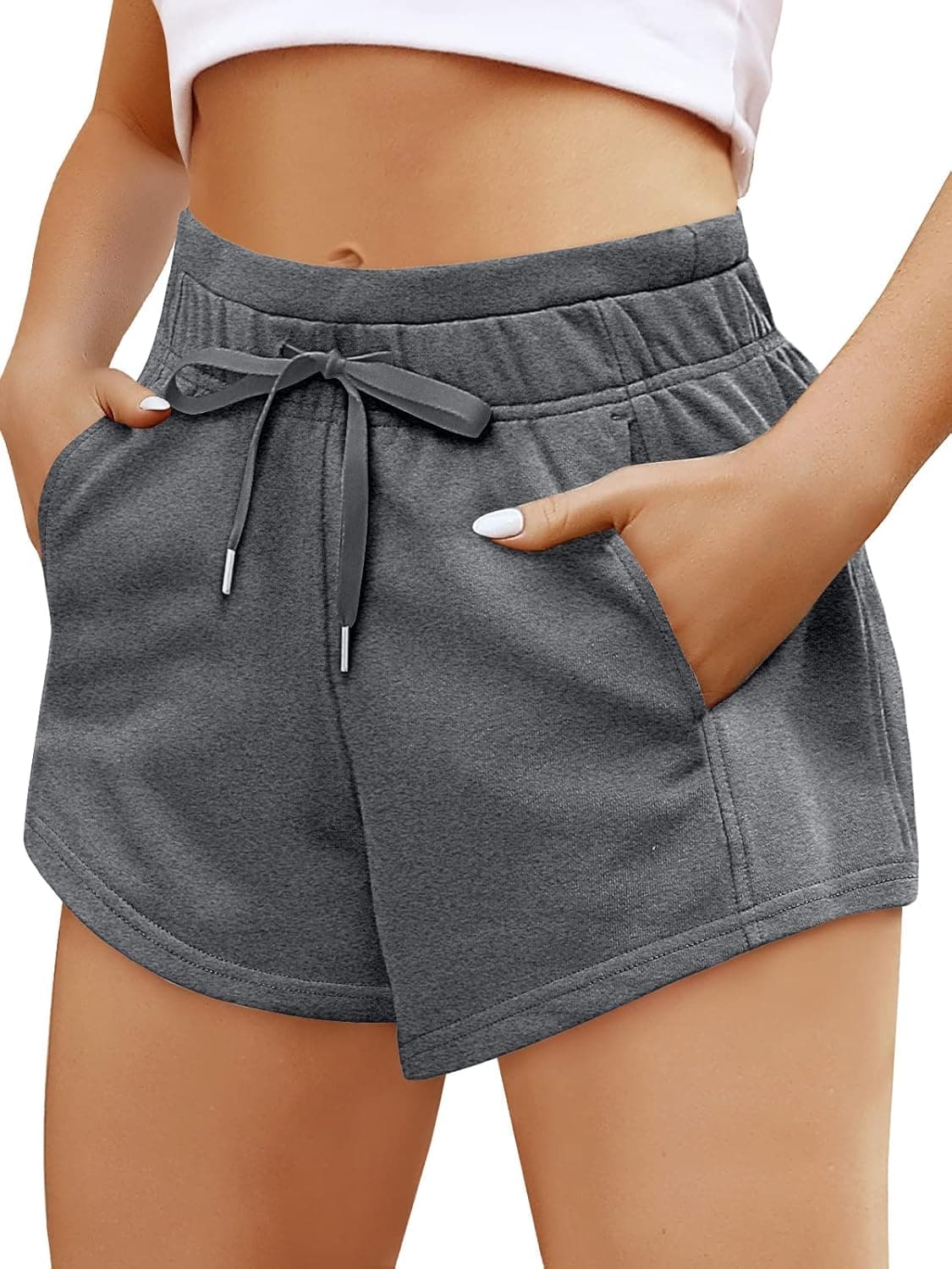 AUTOMET Womens Sweat Shorts Summer Trendy Athletic Shorts Casual High Waisted Gym Lounge Running Shorts with Pockets