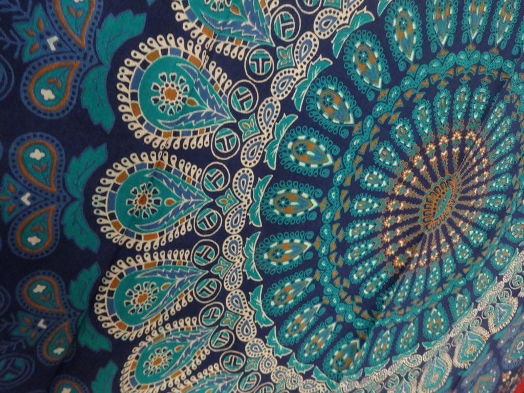 Tapestry Wall Hanging, Mandala Tapestries, Indian Cotton Bedspread, Blue Color Theme, Picnic Blanket, Wall Art, Hippie Tapestry, 140 x 220 Cms