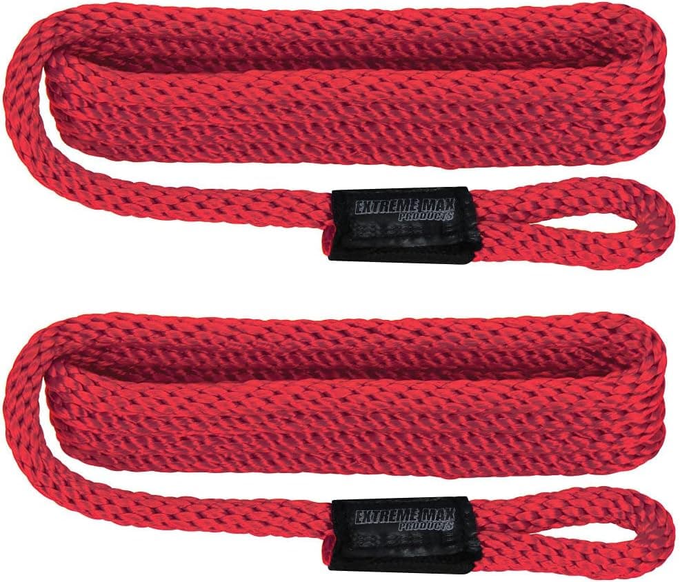 Extreme Max 3006.2156 BoatTector Solid Braid MFP Fender Line Value 2-Pack - 3/8" x 5', Red