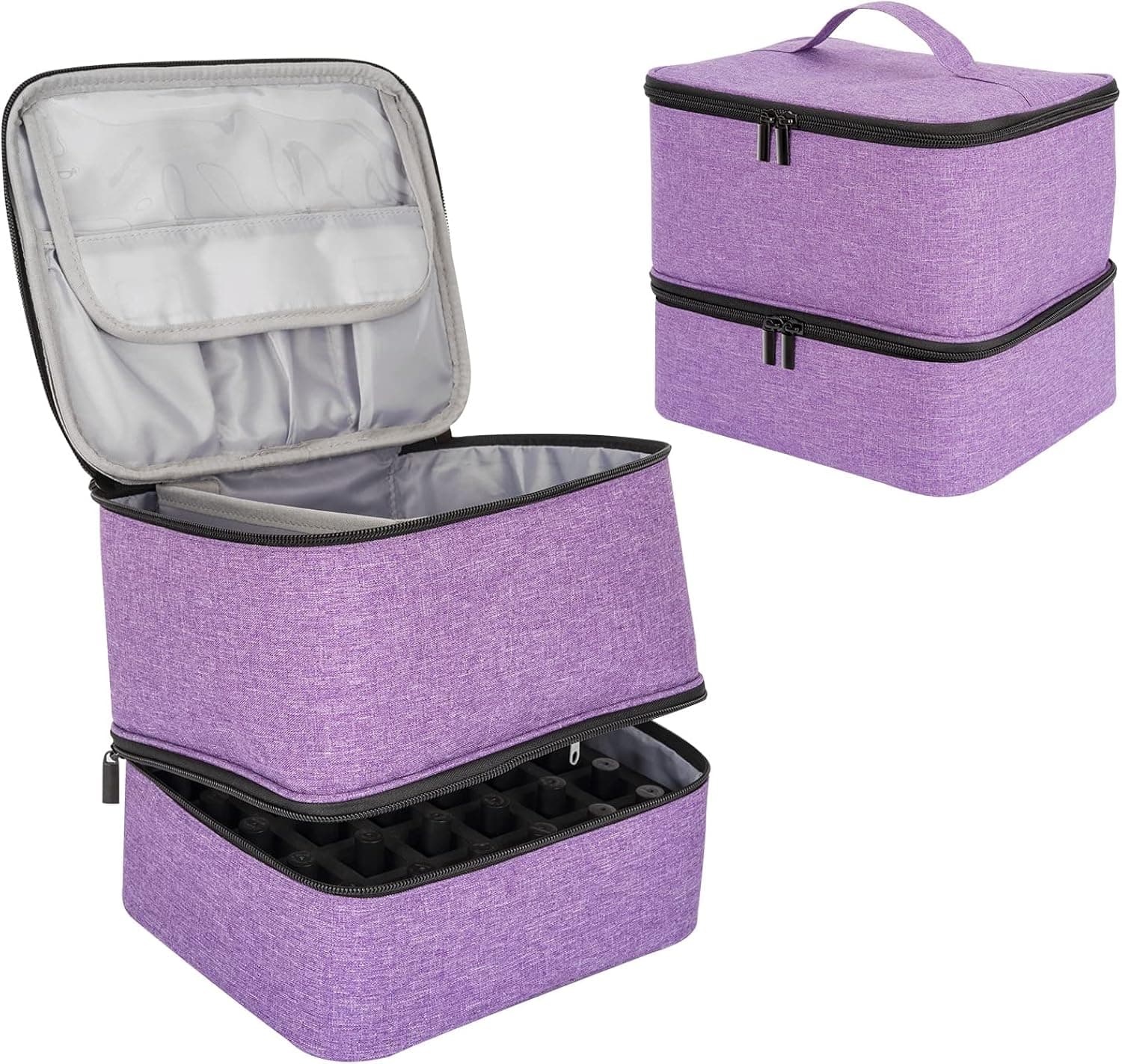 VVWAYSE Nail Polish Bag, Travel Nail Polish Holder with UV Light, Gel Nail Polish Storage Bag with Double Layers Keep Nail Kits Safe as Organizer Case