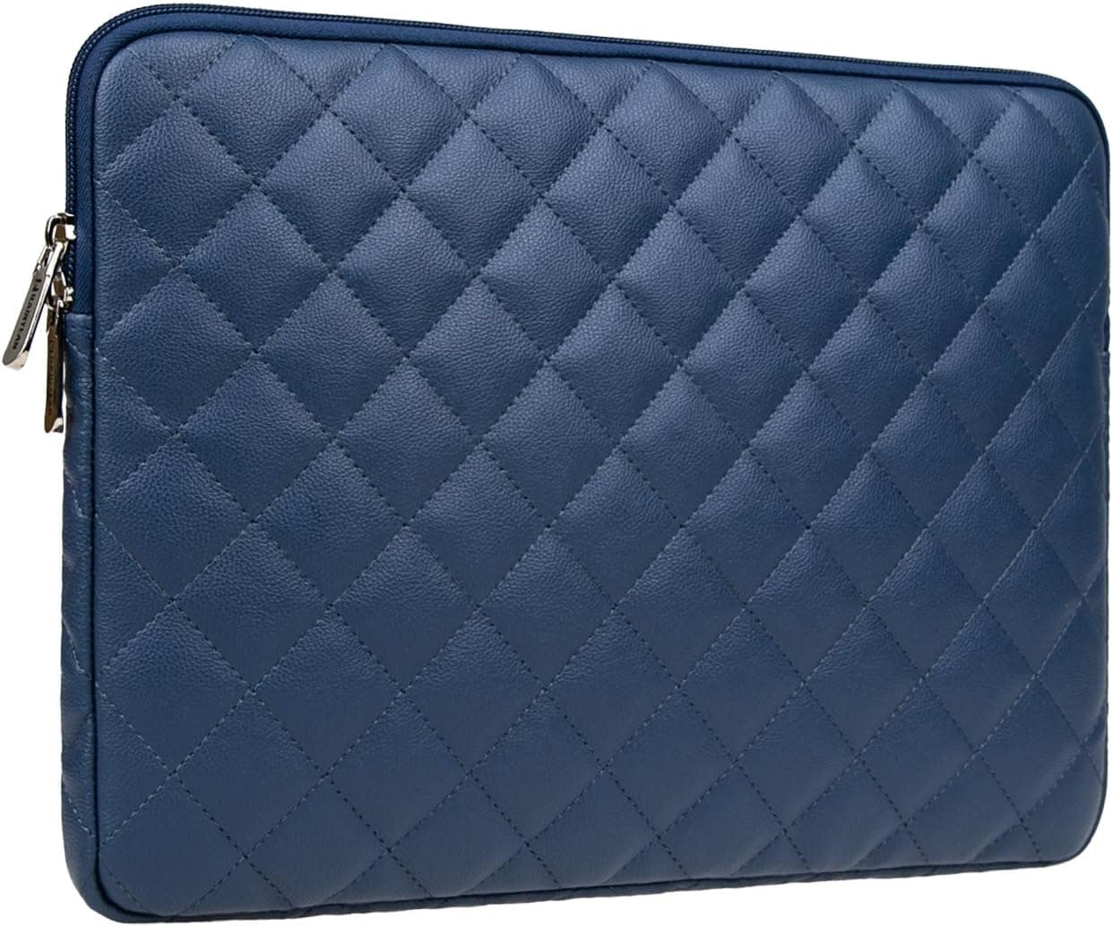 RAINYEAR 14 Inch Laptop Sleeve Diamond PU Leather Case Protective Shockproof Water Resistant Padded Cover Carrying Bag Compatible with 14" Notebook Computer Chromebook,14 MacBook Pro A2442(Navy Blue)