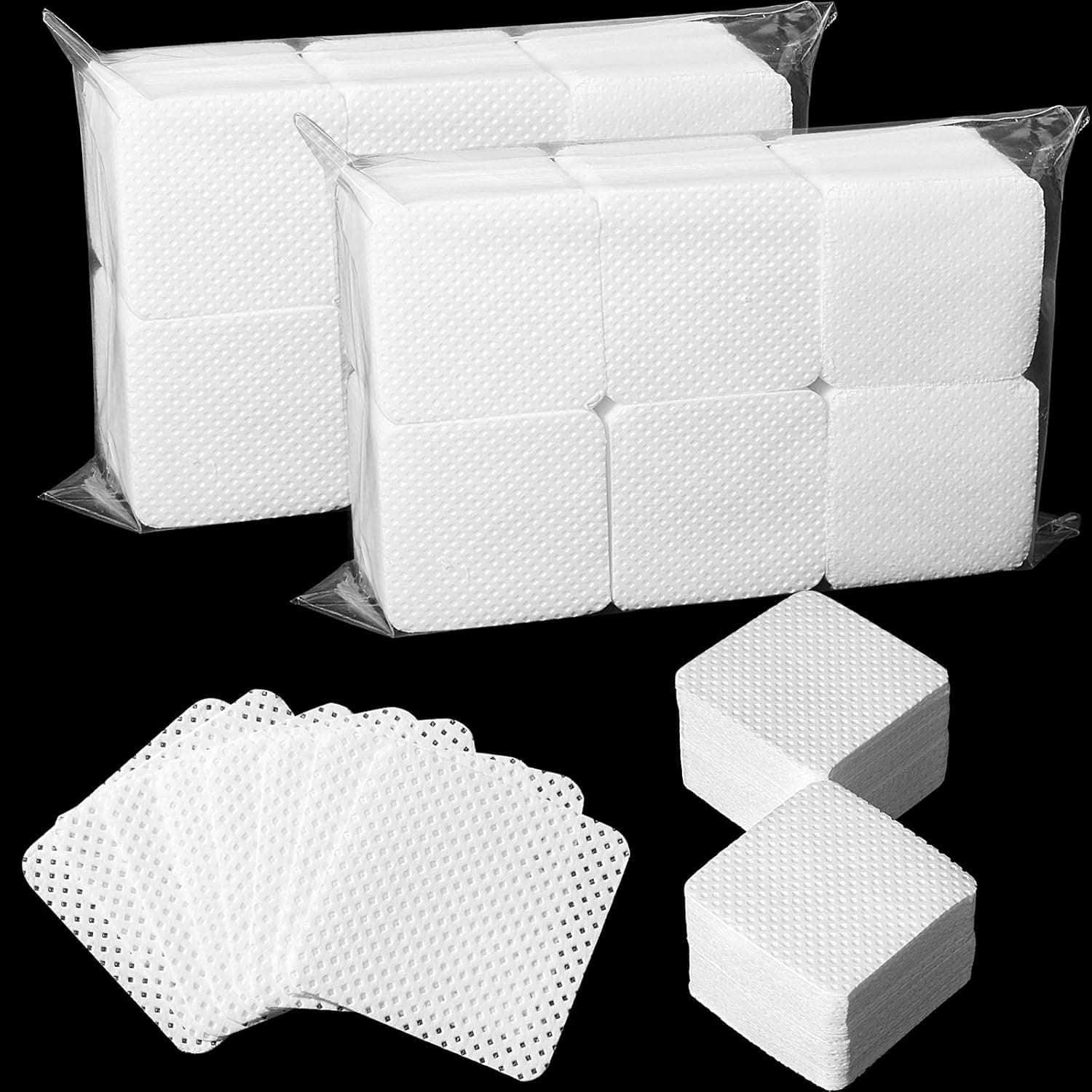 Landhoow 1080 Pieces Nail Polish Remover Wipes Eyelash Extension Glue Wipes Non-woven Fabric Wipes Glue Cleaning Pads Cloth for Eyelash Extension Glue and Nail Polish Bottle
