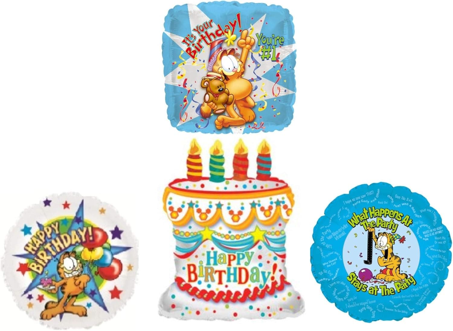 GARFIELD 4 pc. Birthday Party Balloons Decoration Supplies Cat Cake Mylars Odie