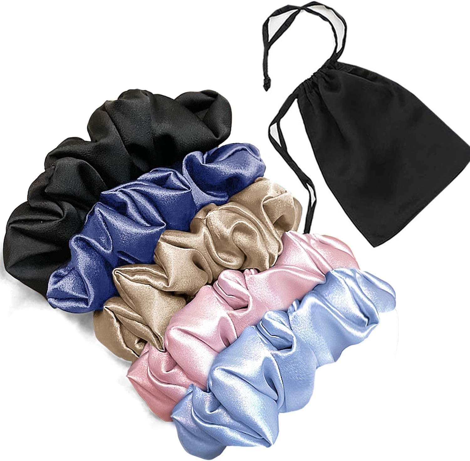 Mommesilk Silk Pillowcase and 5pc Silk Scrunchies Hair Care Set