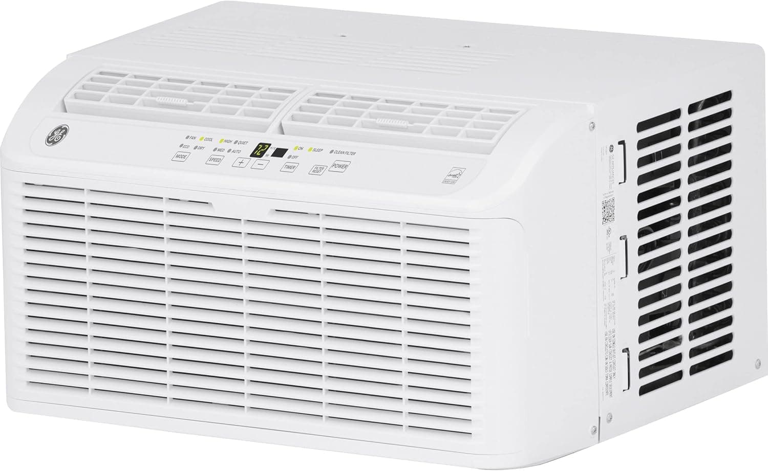 GE Window Air Conditioner 8000 BTU, Wi-Fi Enabled, Black, Energy-Efficient Cooling for Medium Rooms, 8K BTU Window AC Unit with Easy Install Kit, Control Using Remote or Smartphone App