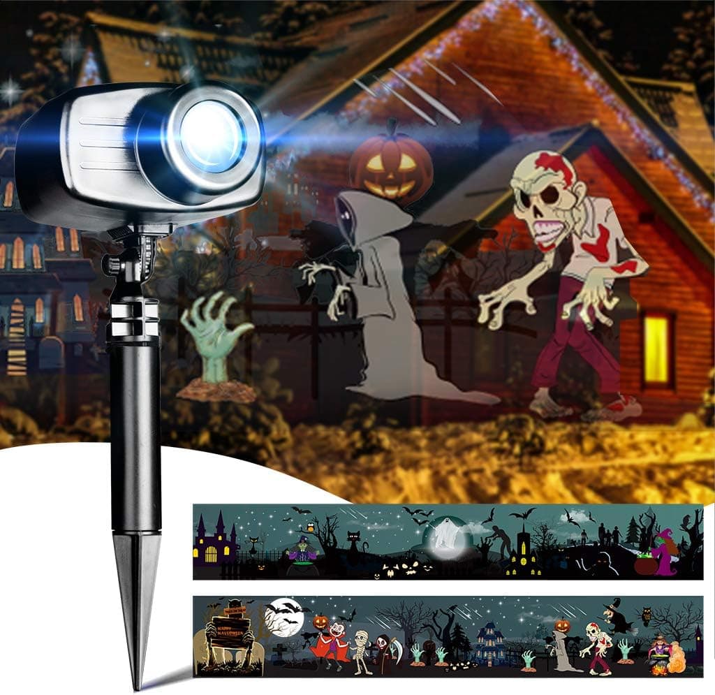 EAMBRITE Animated Halloween Projector Lights with Music Waterproof Landscape Projector Lights Decoration for Hallowmas Outdoor Indoor Use