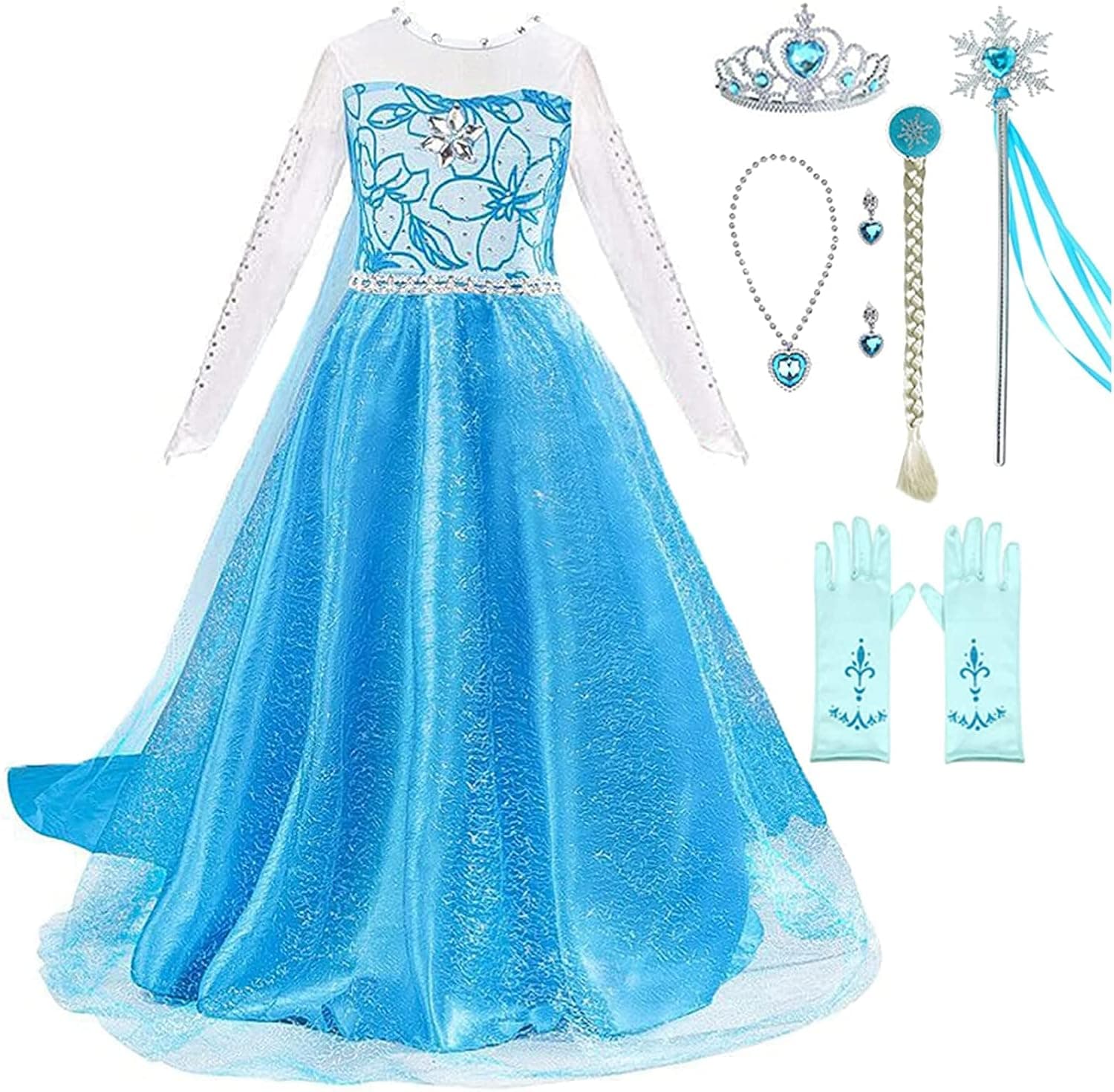 GJDAMFD Princess Dress up Clothes for Little Girls Blue Halloween Costumes Dresses for Kids Girls 5T
