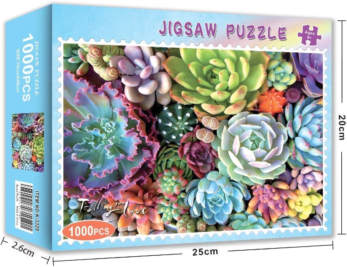 Puzzle Games - Photography - Sweet Succulents - 1000 Piece Jigsaw Desert Flora Puzzle, Pieces and a Colorful Illustration – Thick, Sturdy Pieces, Challenging Family Activity, Great Gift Idea