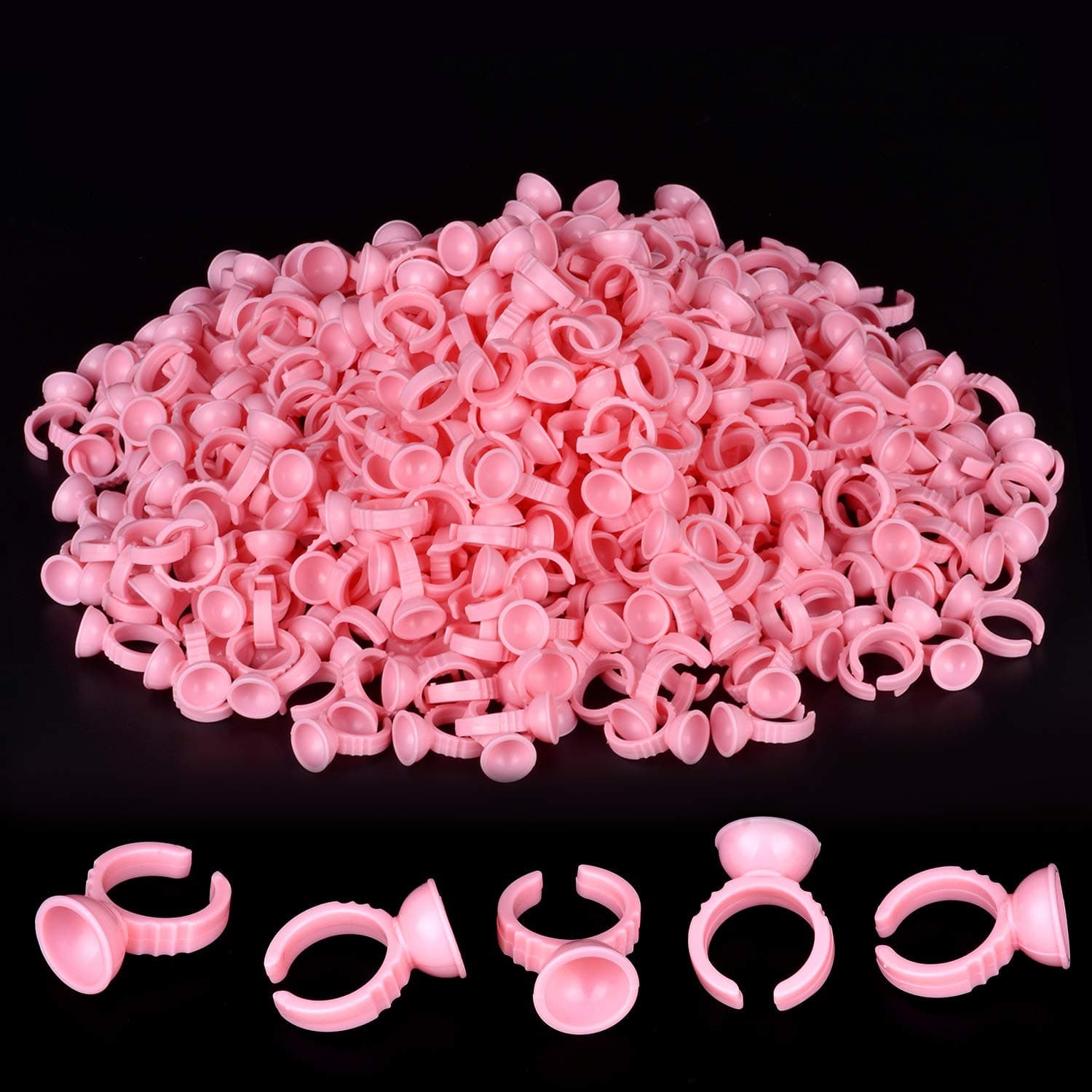 Glue Rings Glue Rings for Eyelash Extensions MEKK 300PCS Pink Lash Extension Supplies Eyelash Glue Rings Disposable Pigment Rings for Eyelash Extension Nail Art