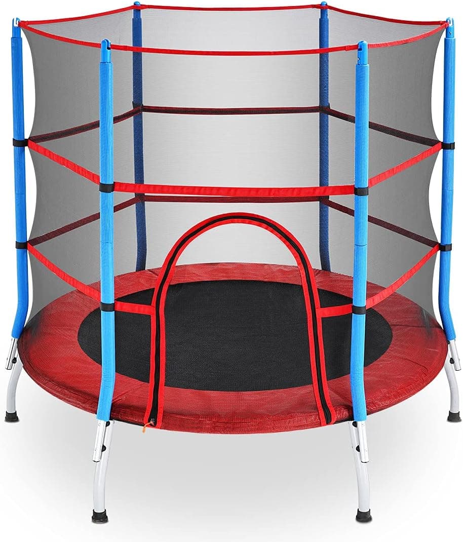 JUPA Toddler Trampoline,60inch Small Kids Trampoline with Enclosure Net and Safety Pad, Max Capacity 220LBS,Age for 2-8