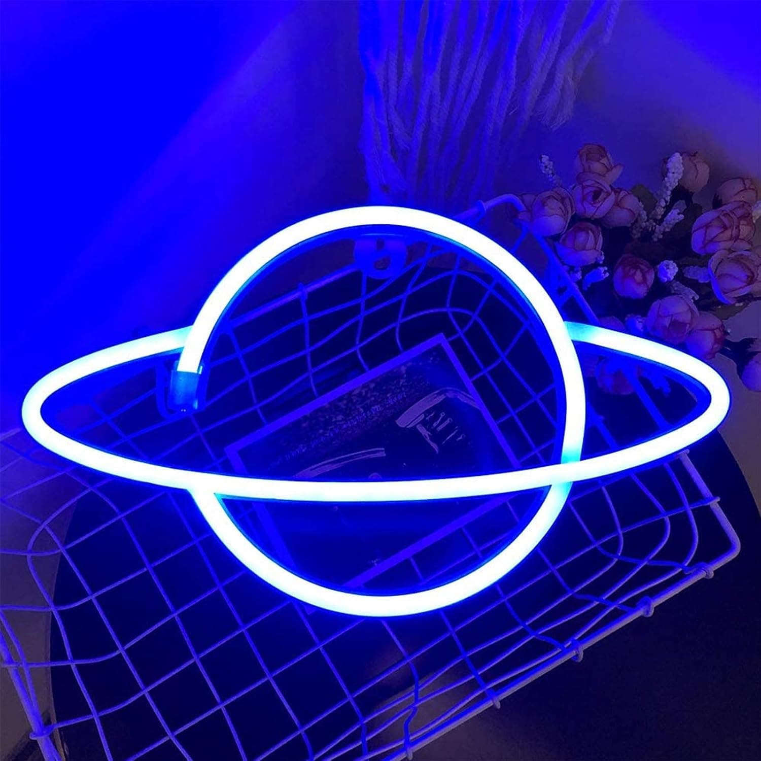 iceagle Neon Signs-Planet Neon Sign|Led Neon Light neon Wall Signs|Battery & USB Powered Light Up Wall Decor|Neon Sign for Bedroom Party Wedding Kids Girls Boy Room,Blue