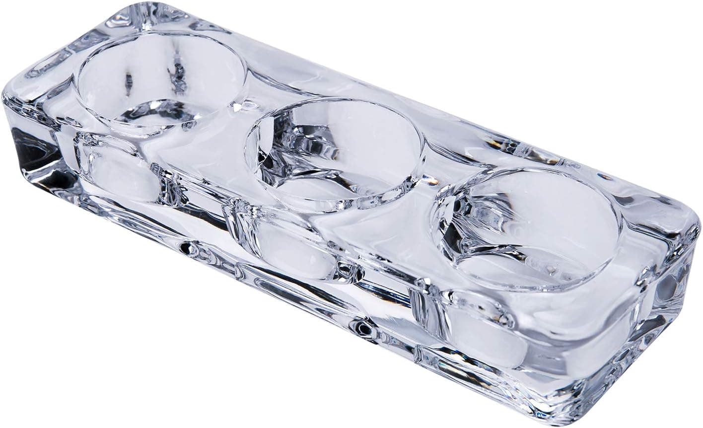 Diamond Star Clear Tealight Candle Holders, Square Glass Votive Candleholder Ideal Gift for Weddings, Party, Spa, Reiki, Meditation (Three Part)