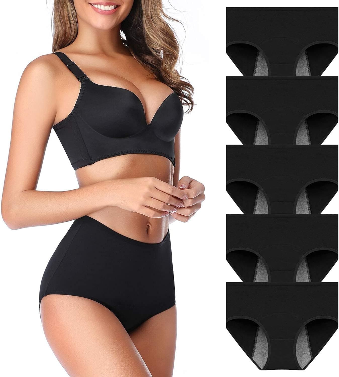 OLIKEME Menstrual Period Underwear for Women Mid Waist Cotton Postpartum Ladies Panties Briefs Girls