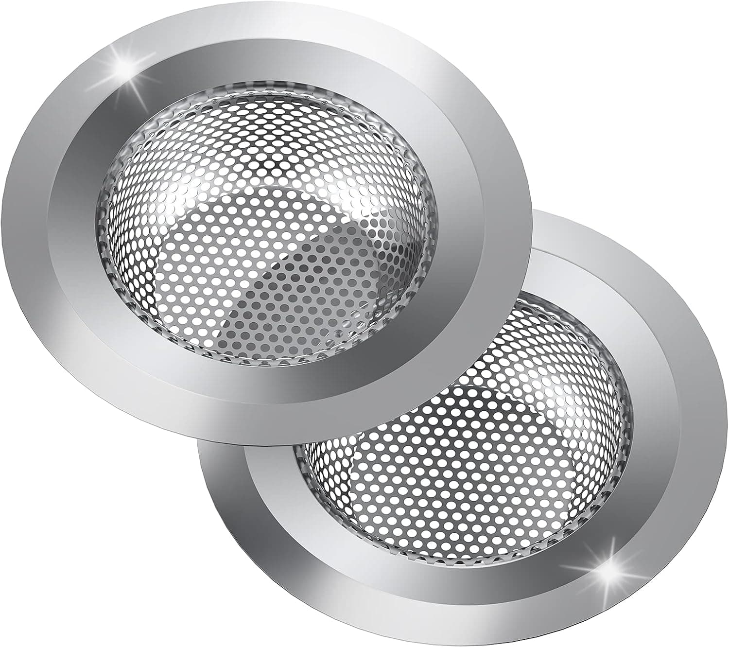 2PCS Kitchen Sink Strainer, Stainless Steel Sink Drain Strainer, Large Wide Rim 4.5" Diameter, Food Catcher for Most Sink Drains Kitchen Sink Basket Strainer