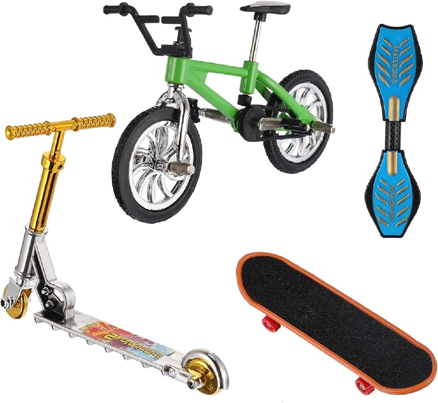Hotusi Mini Finger Sports Skateboards/Bikes/Swing Boards/Scooter Set for Party Favors Educational Finger Toy(4 Pcs)