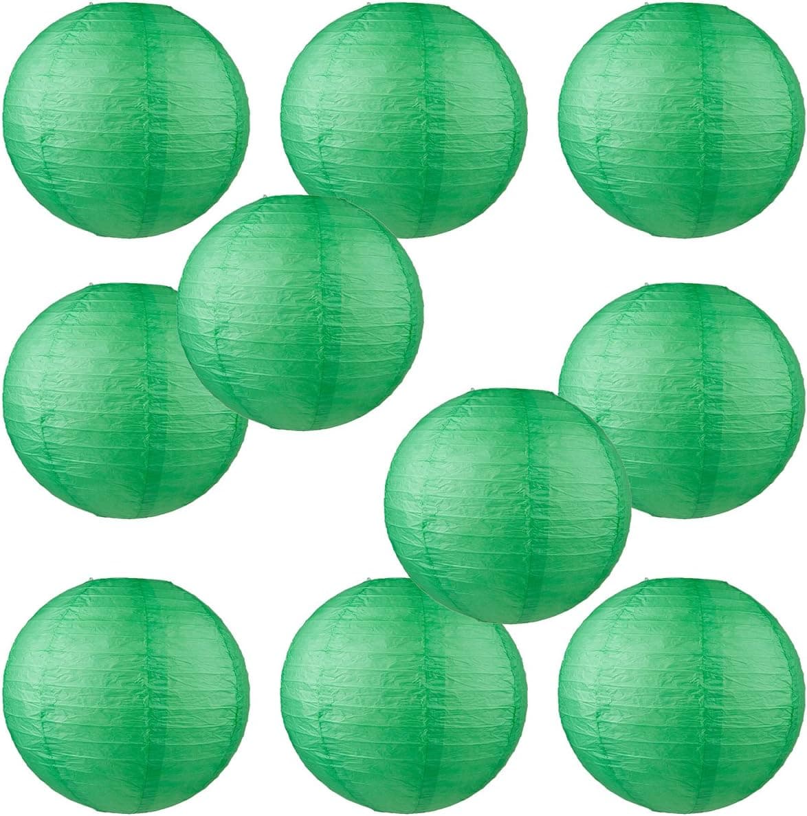 WYZworks Round Paper Lanterns 10 Pack (Dark Green, 10") - Hanging Paper Lanterns Lamp for Wedding, Birthday, Party and Home Decorations with 8", 10", 12", 16" Option