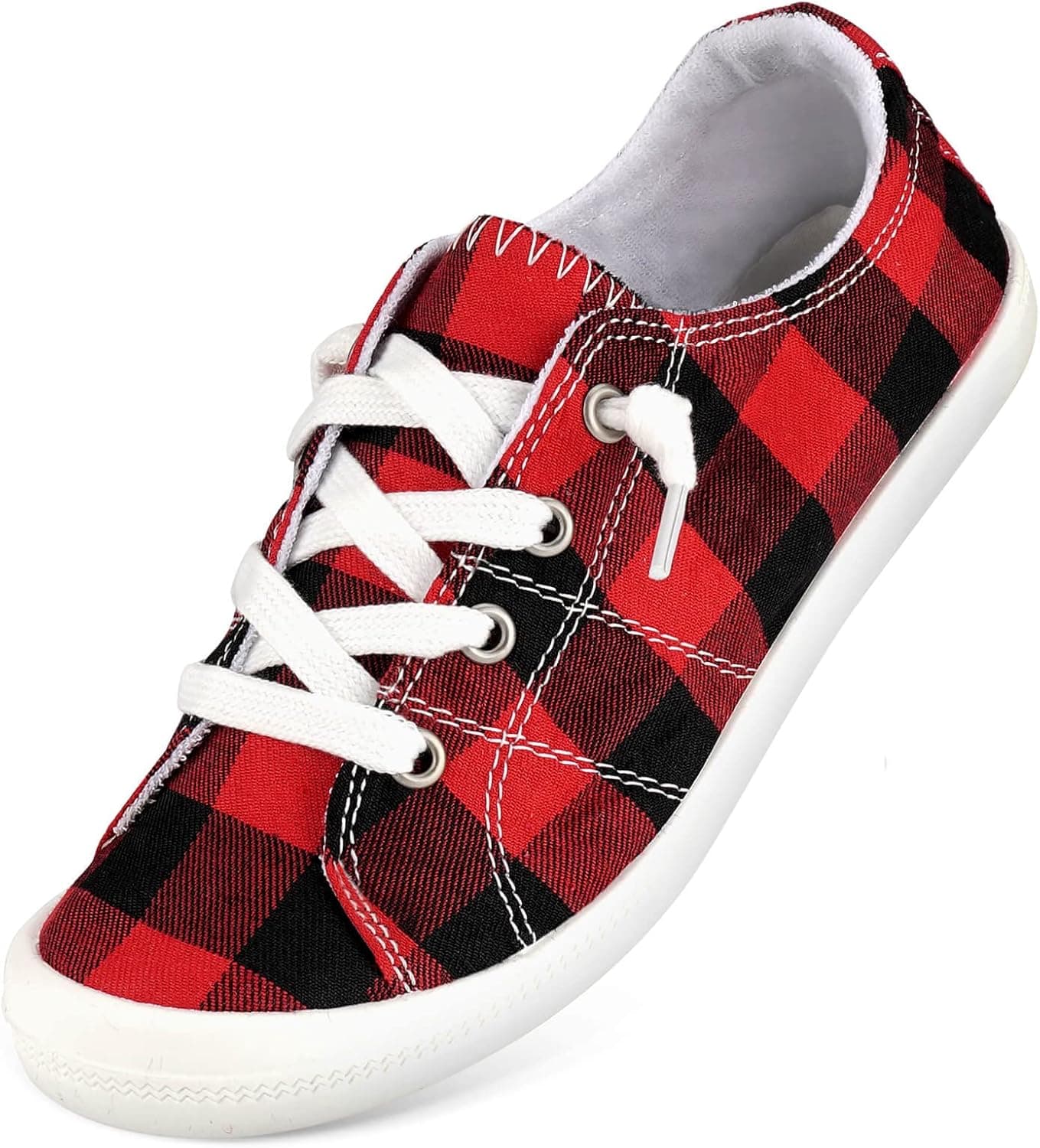 Canvas Sneakers for Women Low Top Round Toe Flat Loafers Memory Foam Footbed Comfortable Slip on Fashion Sneakers for Walking