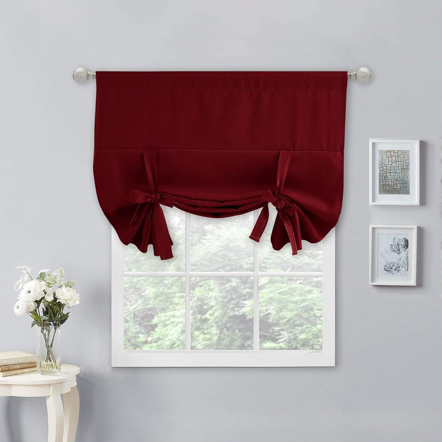 NICETOWN Blackout Window Curtain Shade - Kitchen/Bathroom Window Curtain Roman Tie Up Shades for Small Window/Nursery (Red, 40W x 54L inches, 1 PC)