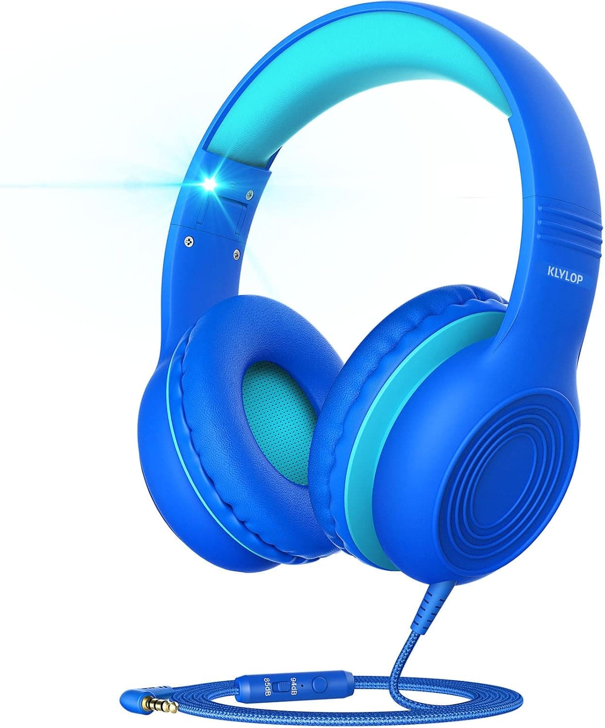 KLYLOP Kids Headphones with Microphone, Wired Headphone Over-Ear for Kids for School, 85/94dB Volume Limiter, Girls Boys Headphones for Kid with Share Function, Foldable Headset for iPad Kindle Fire