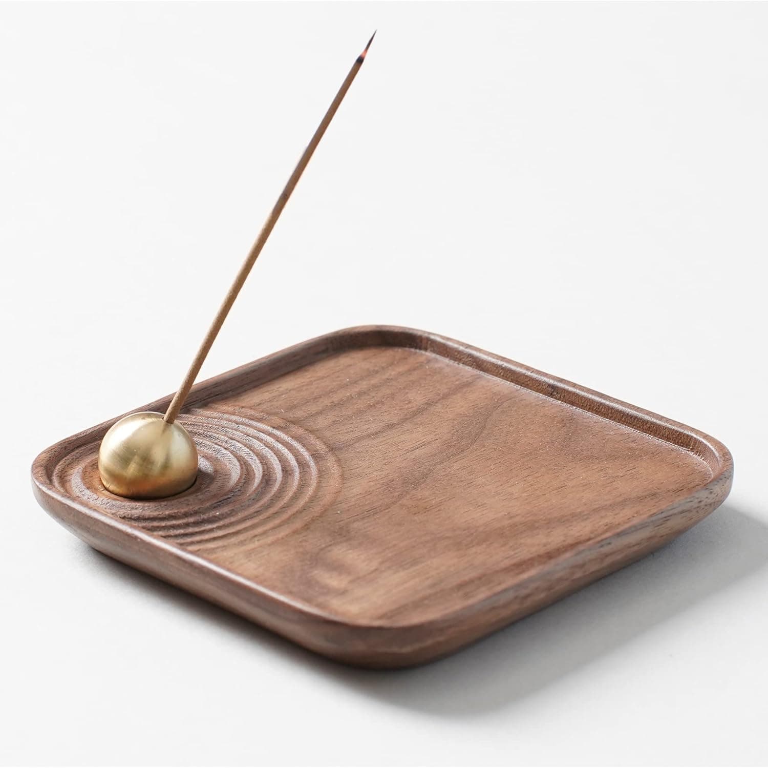 SeedWave Incense Holder for Sticks, Handmade Ripple Incense Tray with Detachable Brass Holder, Unique Japanese Incense Holder, Home Décor Yoga Spa Meditation