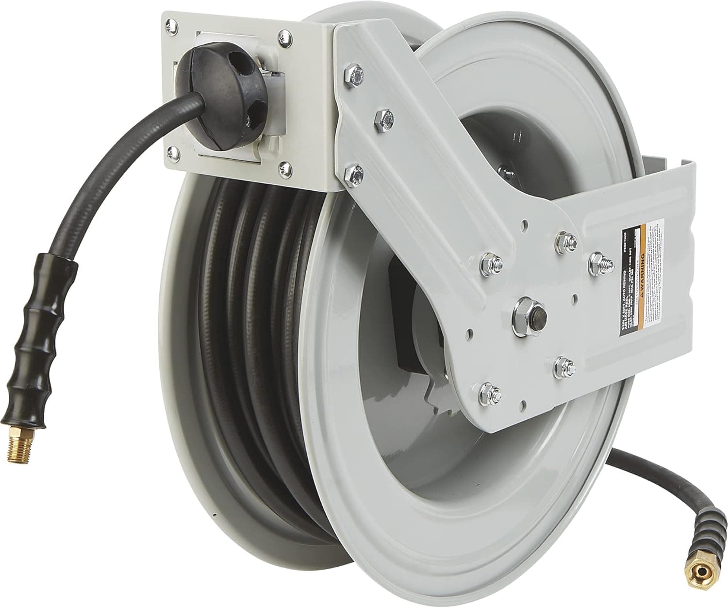 Klutch Auto Rewind Air Hose Reel - with 3/8in. x 50ft. Rubber Hose, 300 PSI