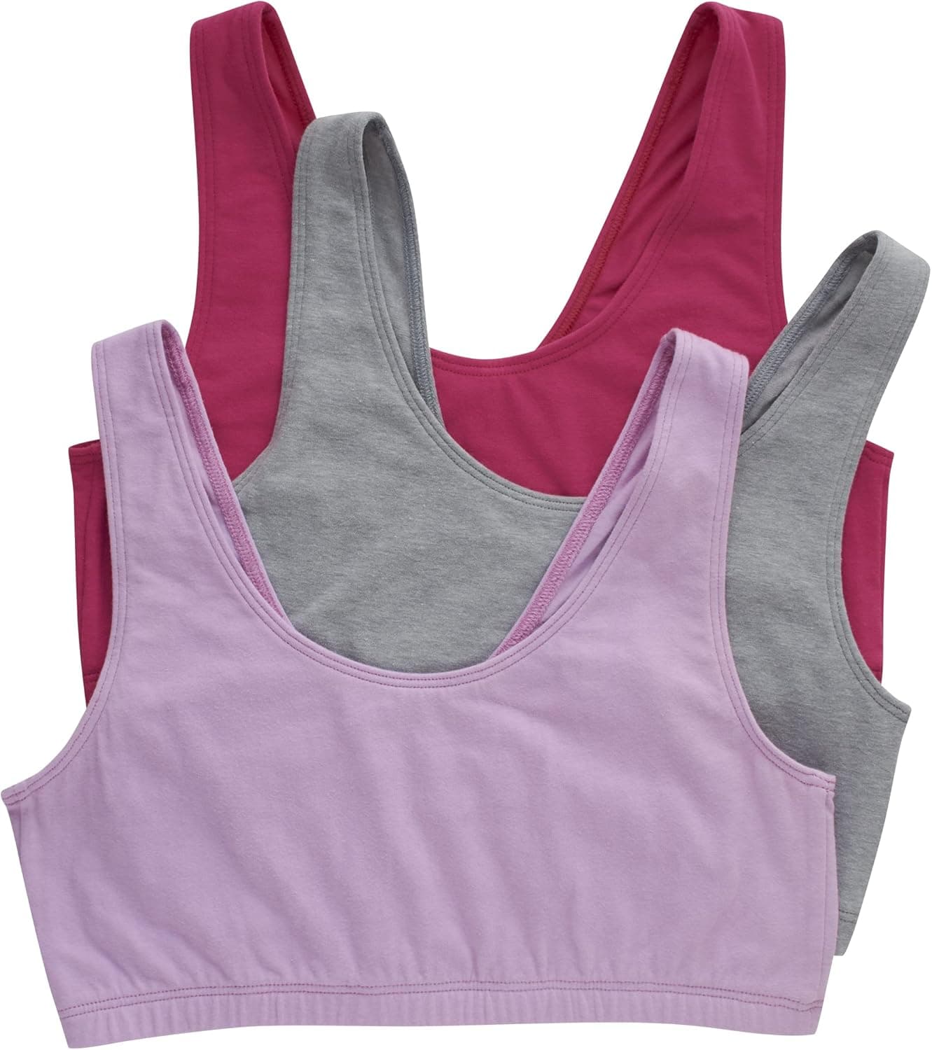 Hanes Womens Scoopneck Bralette Pack, Low-Impact Bra, Cooling Stretch Cotton Crop Top, 3-Pack
