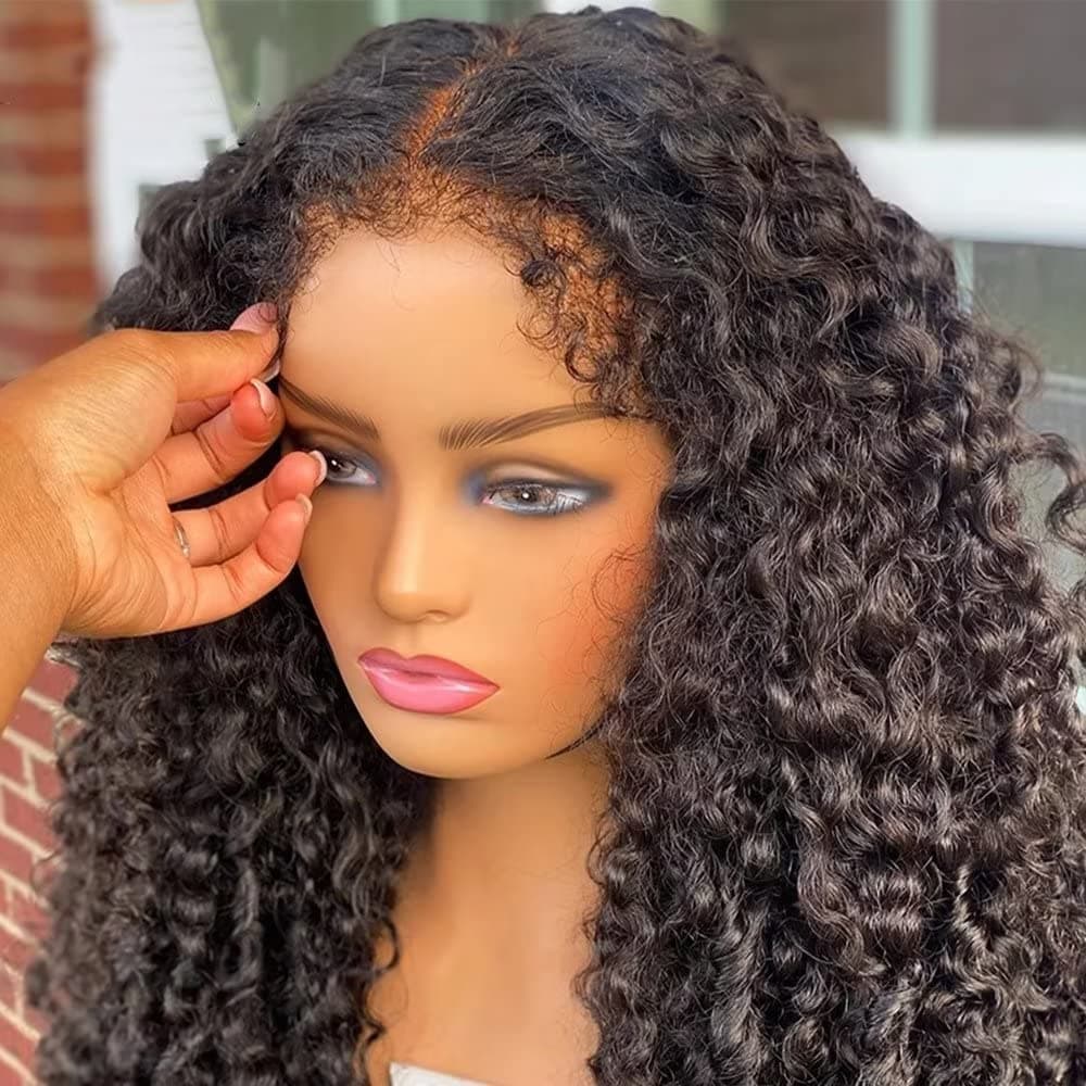 180% Density Ombre blonde 4/27 Color Curly human hair wigs for black women Deep Wave HD Human Hair Lace Wigs with Highlight 13X4 lace frontal wigs human hair pre plucked bleached knots (22 Inch, natural color 13x6 lace wig)