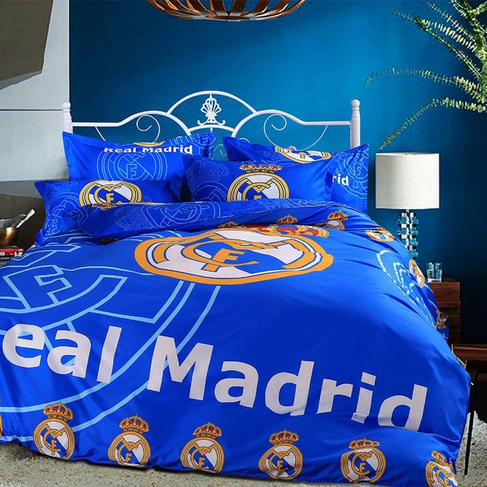 Sport Do Fashion World Cup Designs 3D Version Bedding Sets for Football Fans,Chelsea/Juventus Club/Manchester United/Liverpool/Real Madrid Duvet Cover and Flat Sheet,3Pc,Twin
