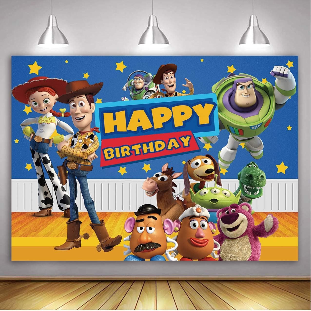 Betta Cartoon Story Backdrop for Kids Boys Birthday Cake Table Background Cartoon Story Theme Backdrop Woody and Buzz Birthday Photography Background 7x5ft