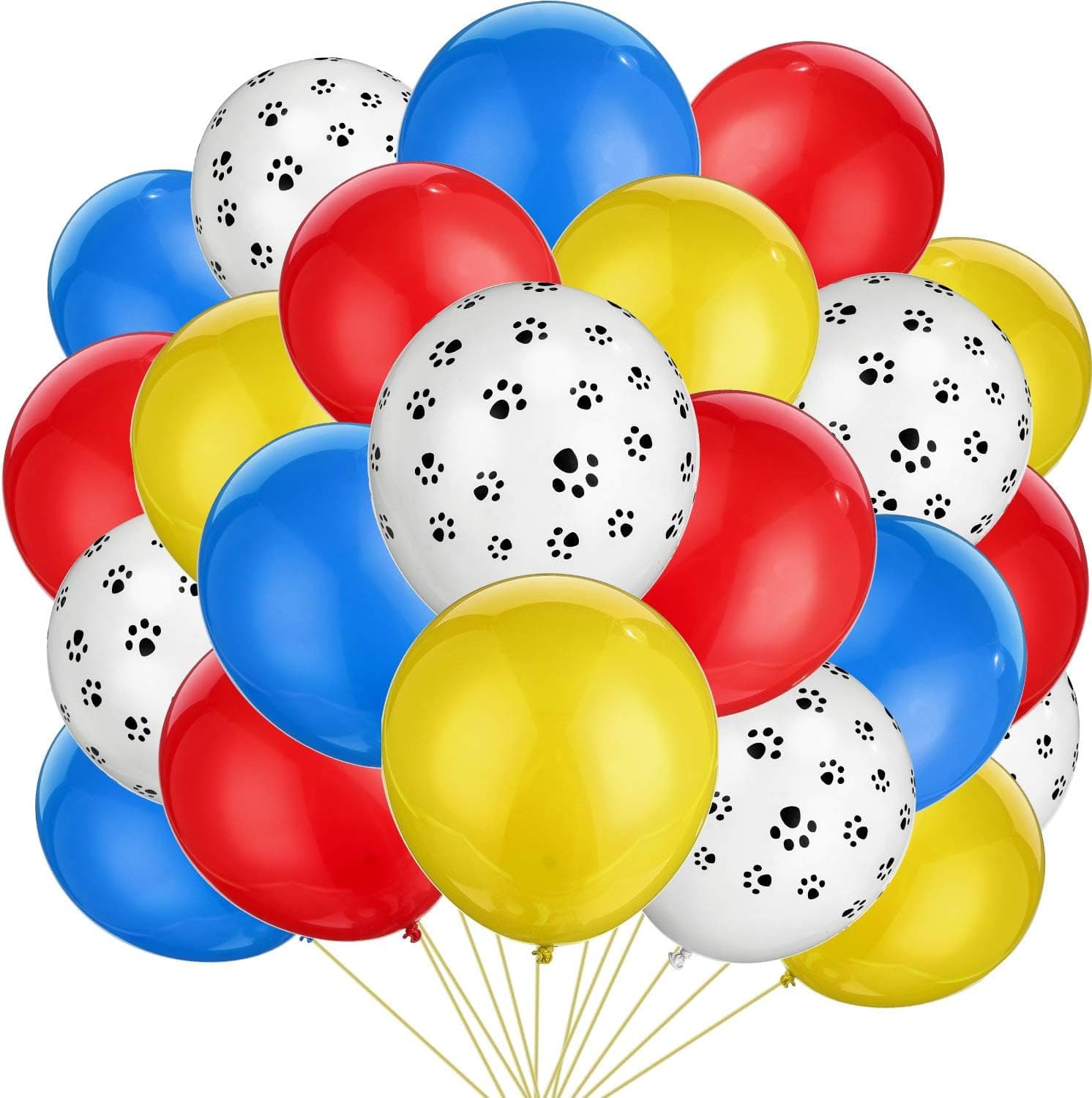150 Pieces 12 Inches Colorful Latex Paw Print Balloons for Paw Party, Dog Paw Theme Party Supply (Red, Yellow, Blue, Dog Paw)