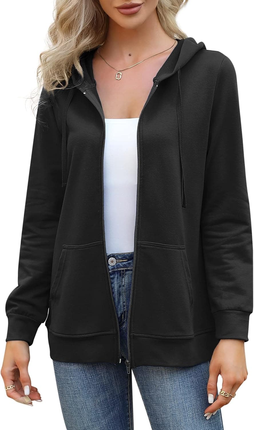 MISSKY Women's Casual Long Sleeve Zip up Jacket with Pockets Running Sweatshirts Jackets
