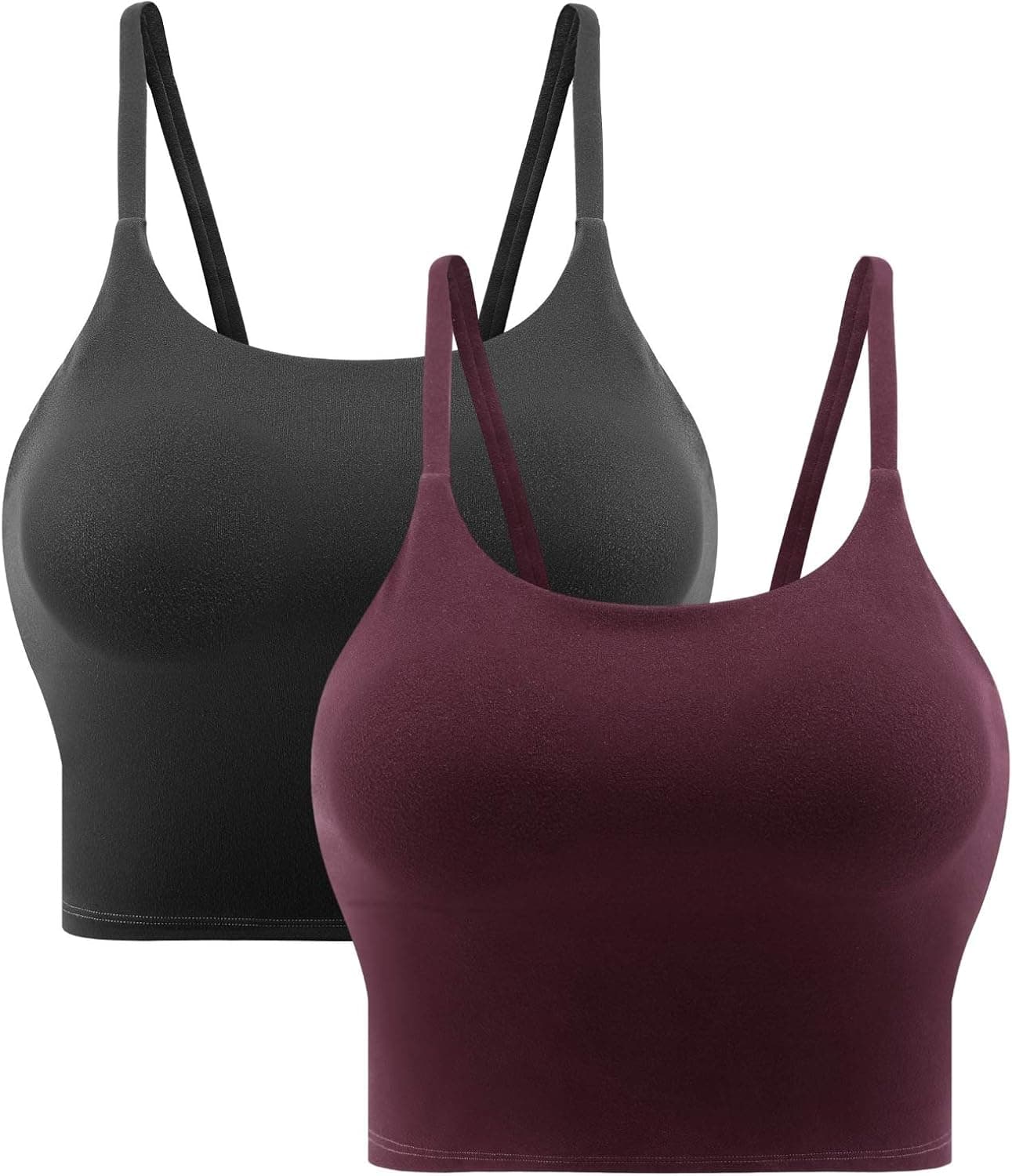 IMFASY Crop Tops for Women - Padded Yoga Workout Longline Shirts with Built-in Shelf Sports Bras