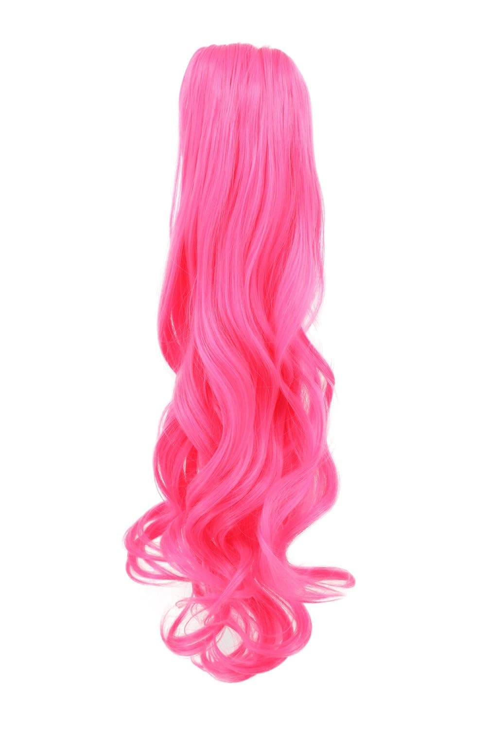 karlery Curly Clip In Thick Claw Drawstring Ponytail Multi-colored Hair Pony Tail Hair Extension (Hot Pink)