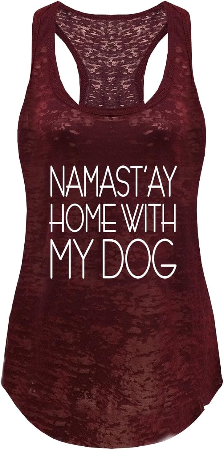 Tough Cookie Clothing Tank Top – Women’s Namastay at Home with My Dog Print Workout Yoga Active Racerback Sleeveless Shirt