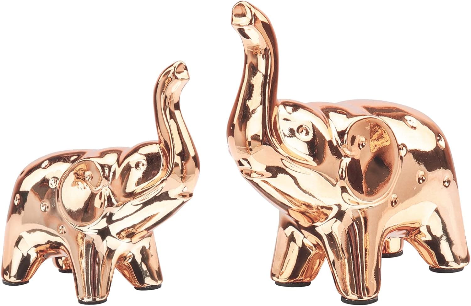 GerayMer Elephant Statues and Figurines, 2 PCS Ceramic Figurines Home Decor, Elephant Figurines Statues, Elephant Sculpture for Home Office Desk Desktop Shelf (Rose Gold)